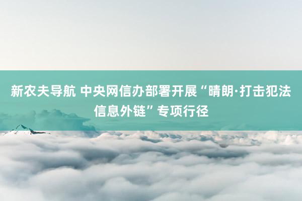 新农夫导航 中央网信办部署开展“晴朗·打击犯法信息外链”专项行径