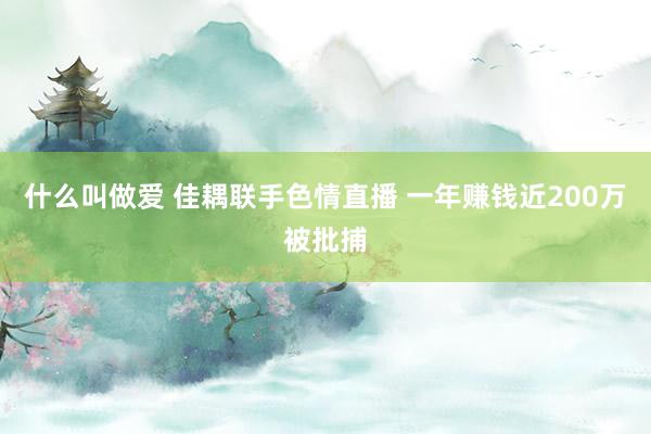 什么叫做爱 佳耦联手色情直播 一年赚钱近200万被批捕